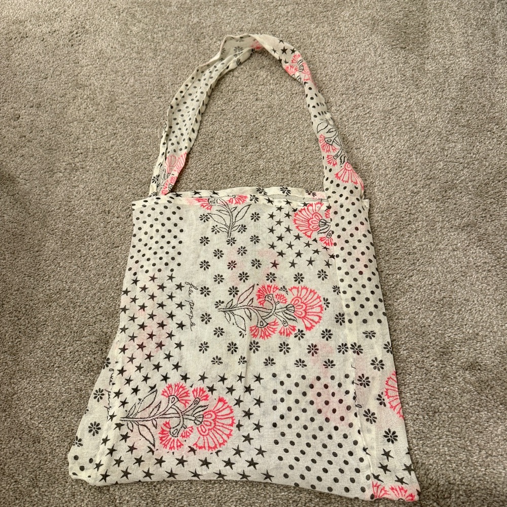 Free People Bag Gauze Boho Reusable Shopping Tote Floral Cloth Bag Tote Beach